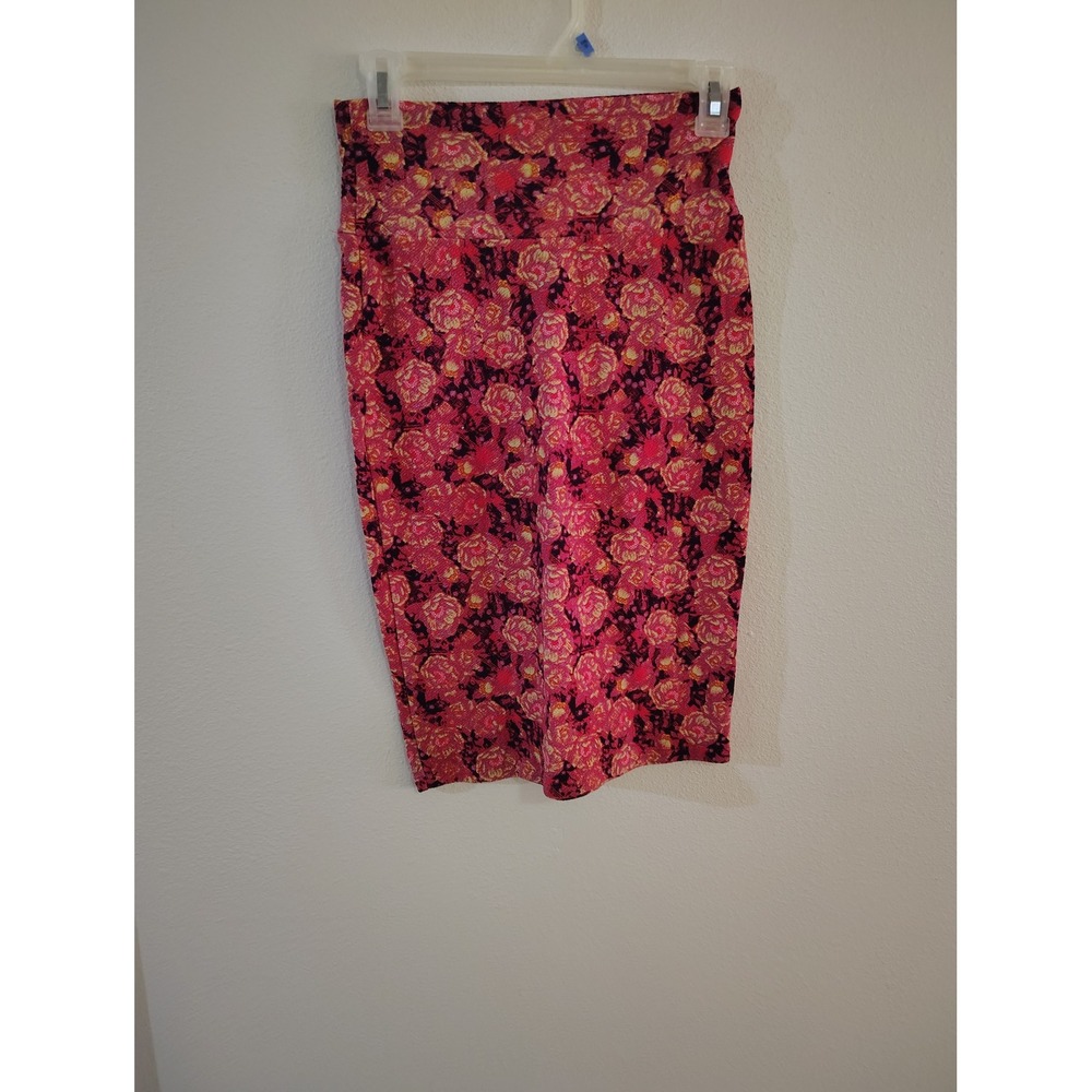 LuLaRoe Cassie Pencil Skirt XS Pink Orange Floral Bodycon Stretch Knee Length